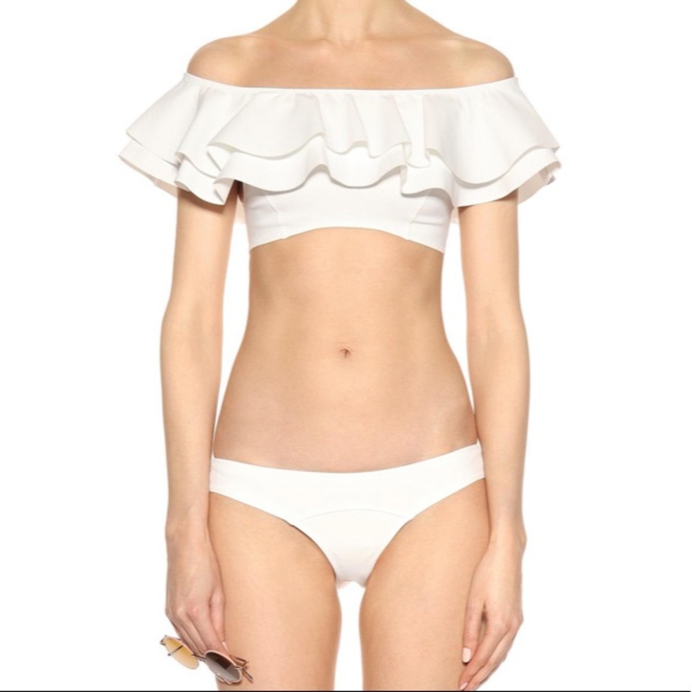 Lisa Marie Fernandez White Mira Ruffle Bikini